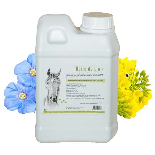 Huile de lin chevaux peau et digestion 1 L - Trm - Trm - Digestion et  transit cheval - Equestra