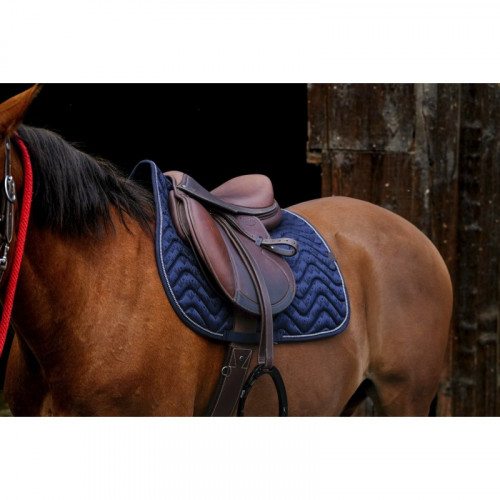 tapis cheval equithème brocart bleu loin