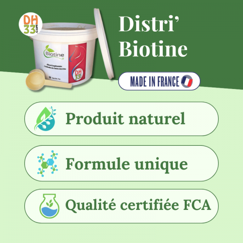 Distri’Biotine – Biotine Chevaux pour Sabots, Pelage et Santé – Seau 2 kg - DistriHorse33
