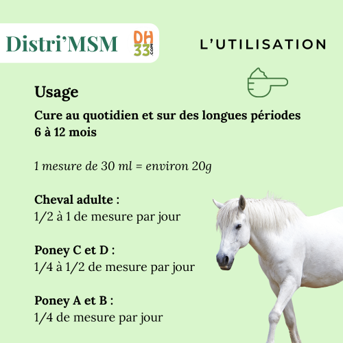 MSM pour cheval : Source de soufre, 100% pur