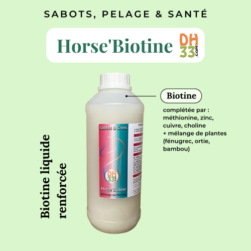 Horse'Biotine Liquide 1L - Source de  Biotine Cheval - DistriHorse33