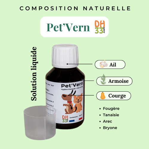 Pet'Vern 100 ml - Solution Efficace Contre les Vers pour Chiens et Chats