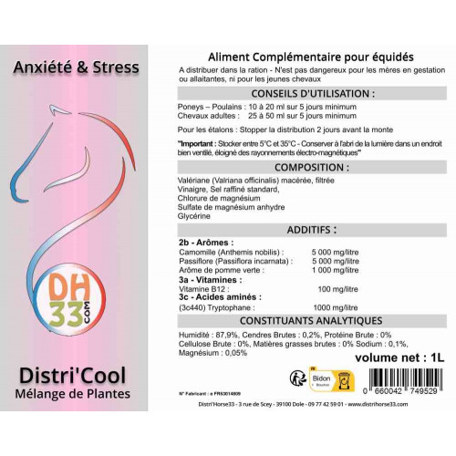 Produit Anti Stress Cheval - Distri'Cool - DistriHorse33