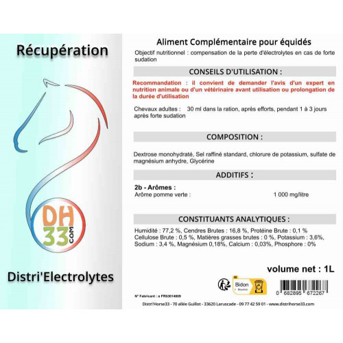 Distri'Electrolytes L - Electrolytes liquides cheval - DistriHorse33