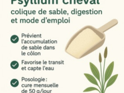 Psyllium cheval : colique de sable, digestion et mode d'emploi