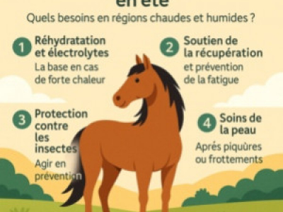 Compléments cheval en été : quels besoins en régions chaudes et humides ?