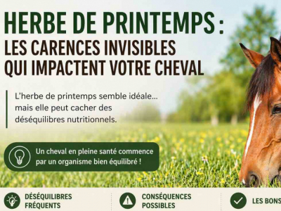 Carences cheval herbe printemps : risques, symptômes et solutions naturelles